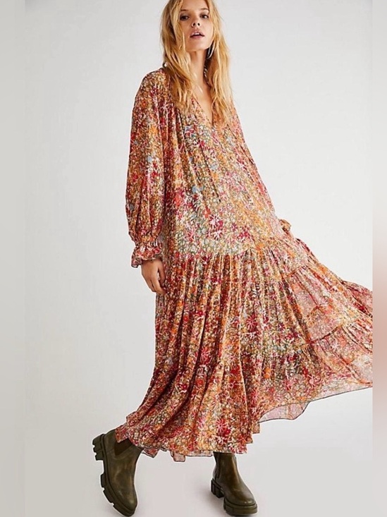 Free People Dresses & Skirts - Free People Feeling Groovy Maxi Dress Size Medium Orange